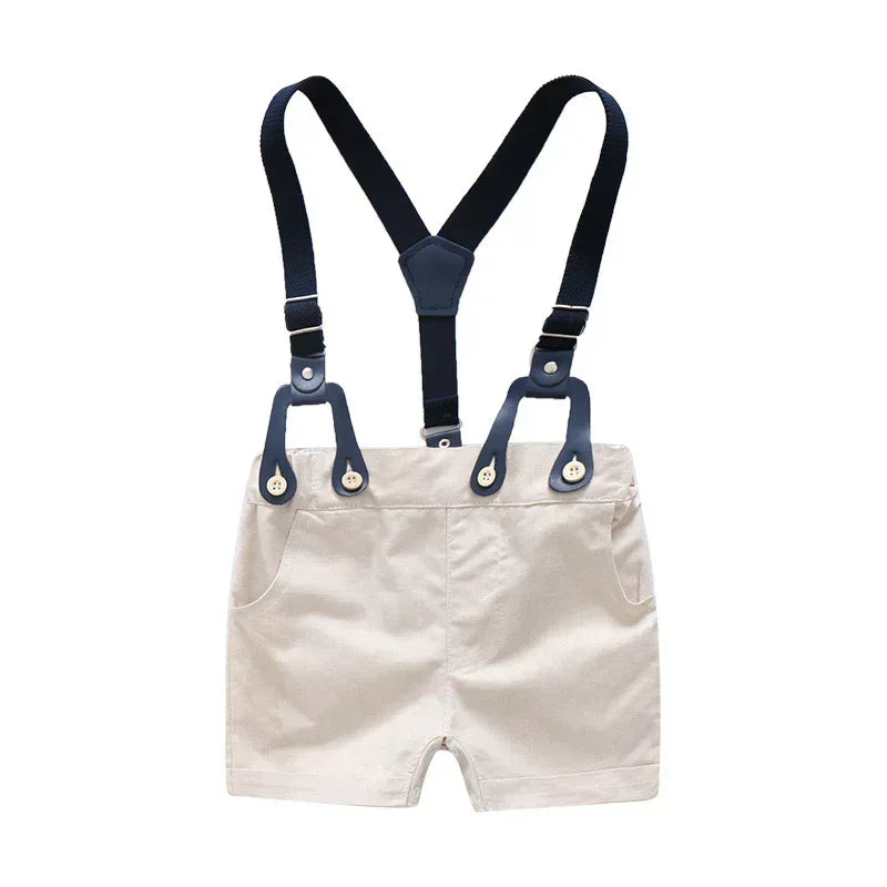 MiniPrep™ Baby Boy Overalls Set | Short-Sleeve Plaid Gentleman Suit - bebeika