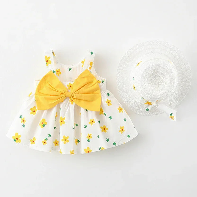 Heritage Floral™ Baby Dress | Sleeveless Bow-Accent Summer Skirt - bebeika