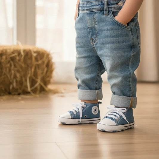 StarSteps™ Classic Canvas Crib Shoes | Soft-Sole Anti-Slip Sneakers - bebeika