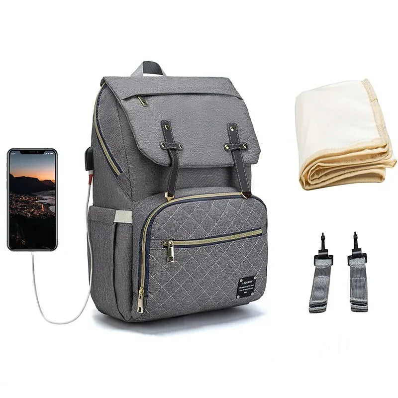 LeQueen™ Diaper Bag Backpack | Large Capacity Travel Bag with USB Port - bebeika