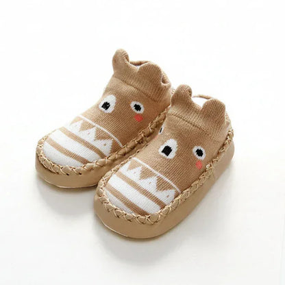 FoxPaws™ Anti-Slip Baby Sock Shoes | Leather-Sole Indoor Walkers - bebeika