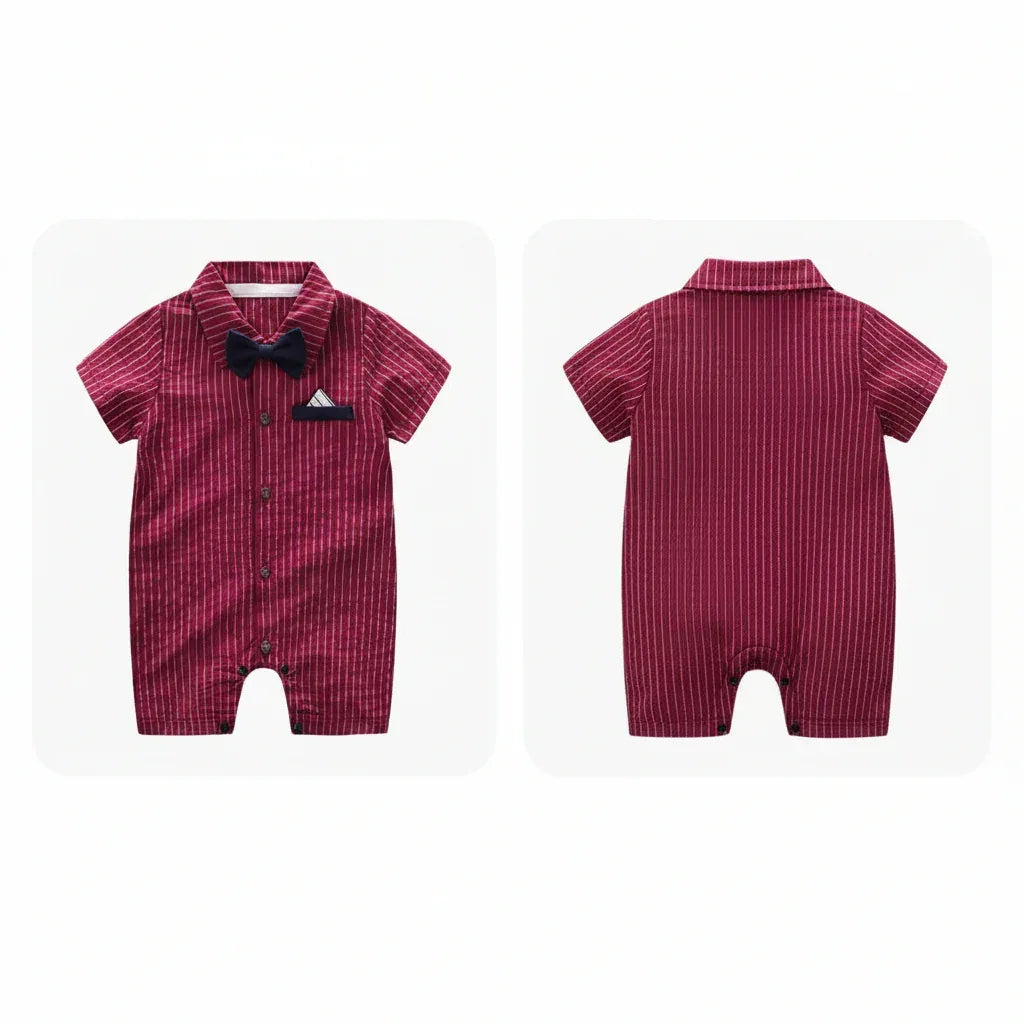 Moonlight™ Newborn Gentleman Romper | Thin Summer Formal Creeper - bebeika