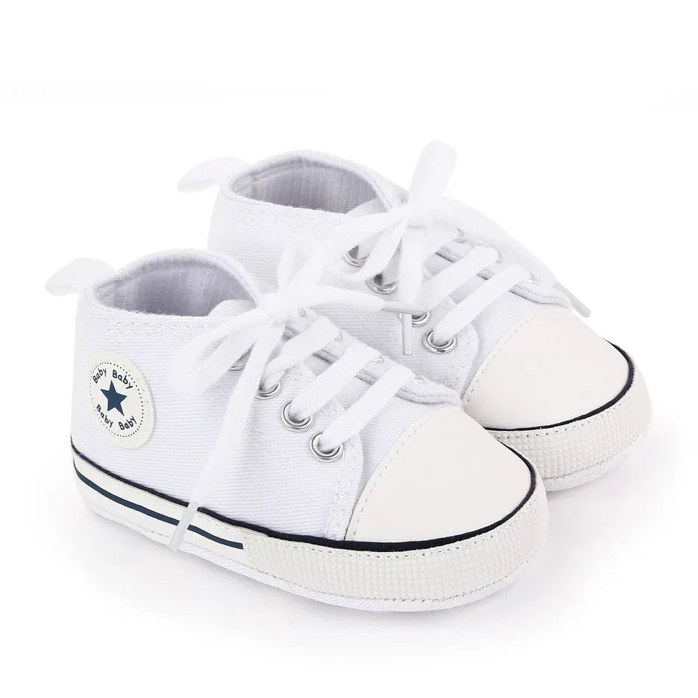 StarSteps™ Classic Canvas Crib Shoes | Soft-Sole Anti-Slip Sneakers - bebeika
