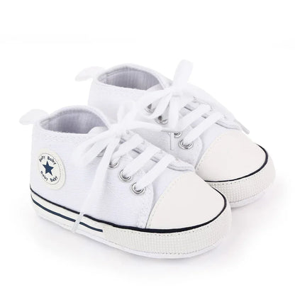 StarSteps™ Classic Canvas Crib Shoes | Soft-Sole Anti-Slip Sneakers - bebeika