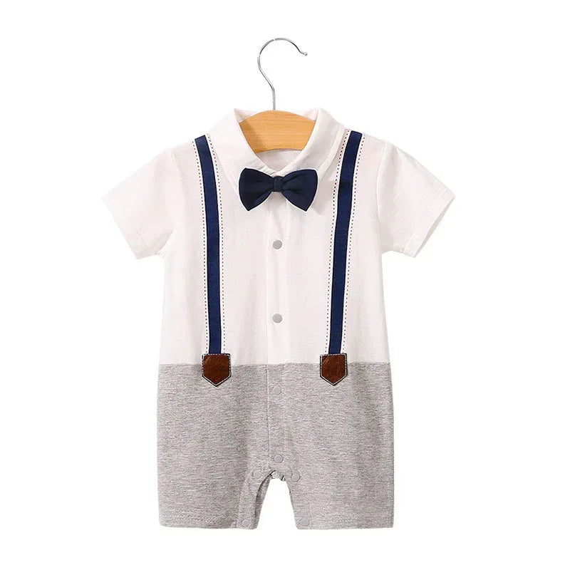 Moonlight™ Newborn Gentleman Romper | Thin Summer Formal Creeper - bebeika