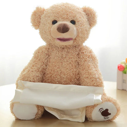 Peek-A-Boo™ Interactive Teddy Bear | Animated Musical Plush with Moving Blanket - bebeika