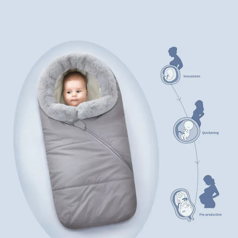 CozyCloud™ Knitted Baby Sleeping Bag | Fleece-Lined Winter Swaddle - bebeika