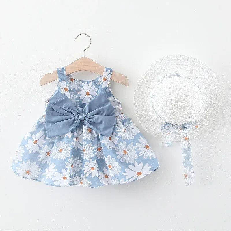 Floral Gala™ Toddler Princess Dress | Big Bow Floral Summer Skirt - bebeika