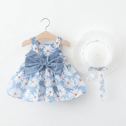 Floral Gala™ Toddler Princess Dress | Big Bow Floral Summer Skirt - bebeika