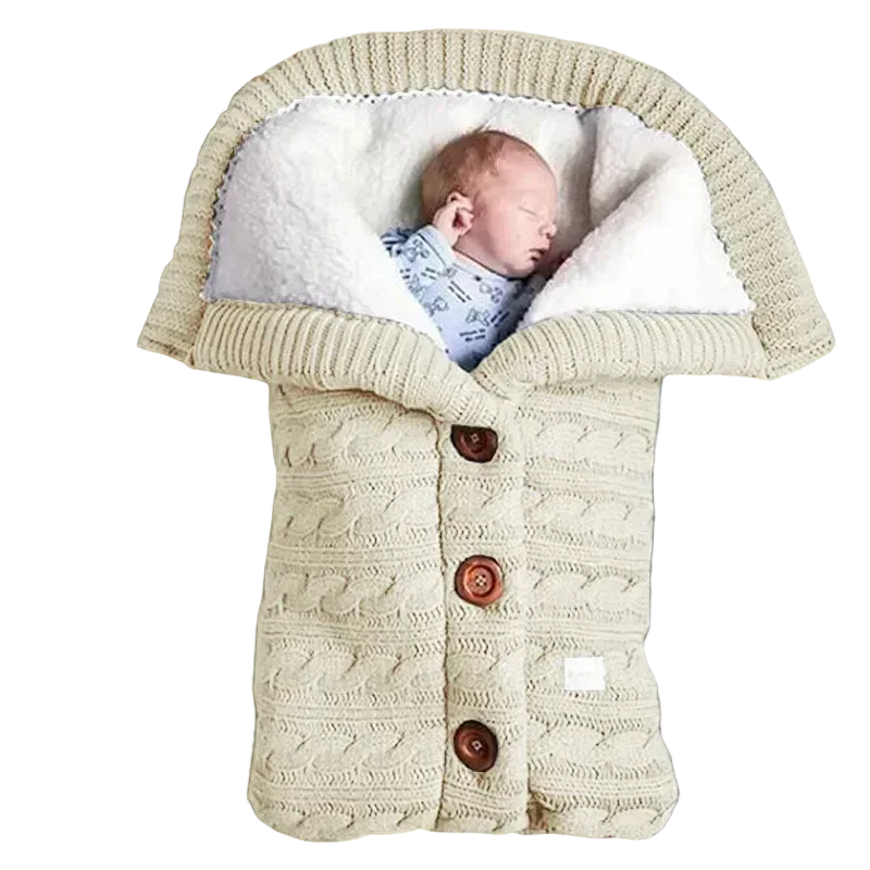 Snuggle-Shield™ Knitted Swaddle | Velvet-Thickened Stroller Sleeping Bag & Quilt - bebeika
