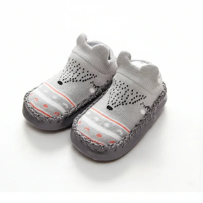 FoxPaws™ Anti-Slip Baby Sock Shoes | Leather-Sole Indoor Walkers - bebeika