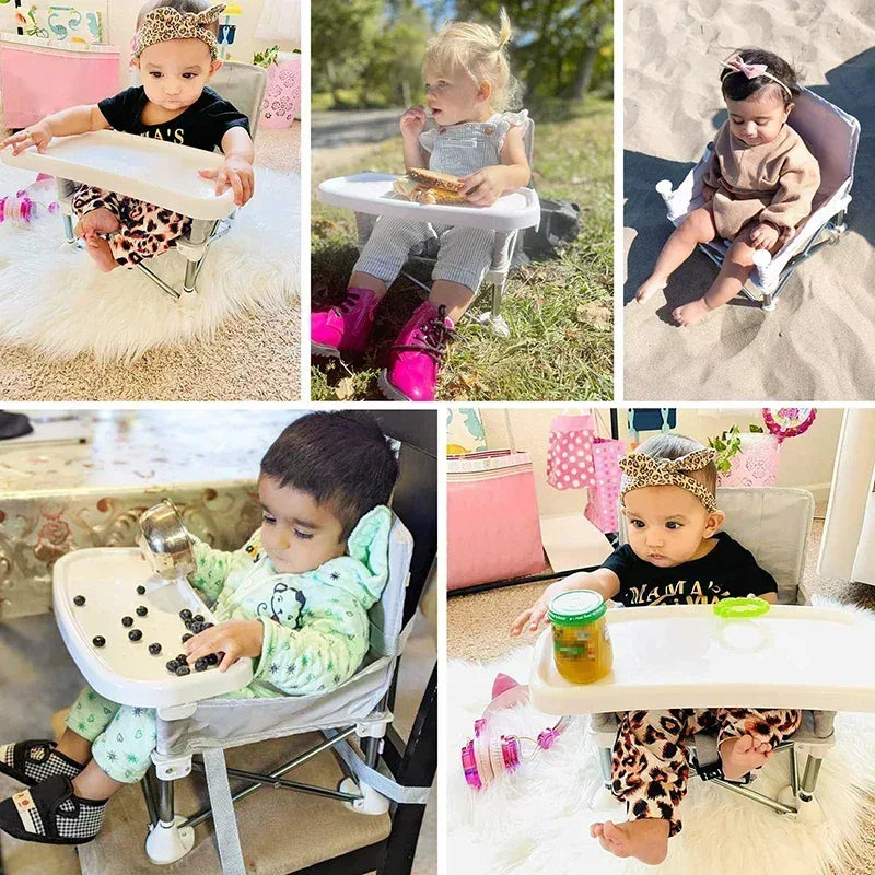 Adventurous Toddler™ Portable Camping Chair | Folding High Chair with Tray & Carry Bag - bebeika