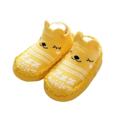 FoxPaws™ Anti-Slip Baby Sock Shoes | Leather-Sole Indoor Walkers - bebeika