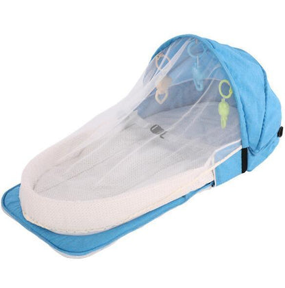 NomadNest™ Foldable Baby Travel Bed | Portable Sleeping Pod with Mosquito Net & Toys - bebeika