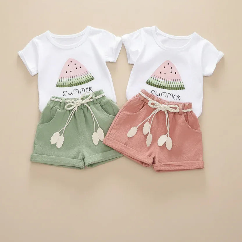 UrbanPlay™ Girls' 2-Piece Set | Relaxed Fit Tee & Comfort Shorts - bebeika