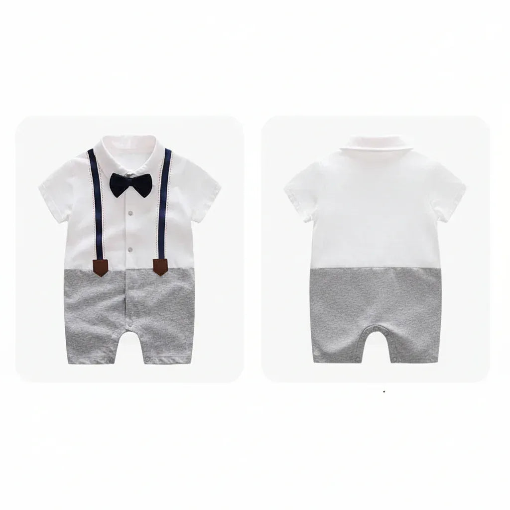 Moonlight™ Newborn Gentleman Romper | Thin Summer Formal Creeper - bebeika