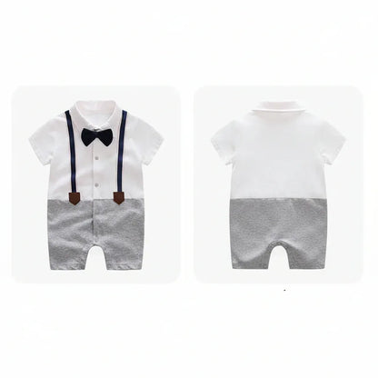 Moonlight™ Newborn Gentleman Romper | Thin Summer Formal Creeper - bebeika