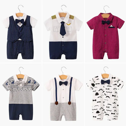 Moonlight™ Newborn Gentleman Romper | Thin Summer Formal Creeper - bebeika