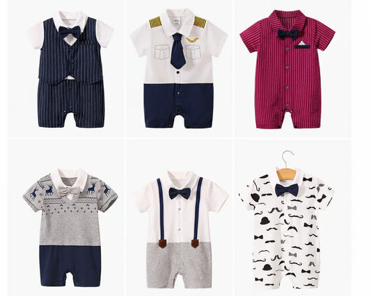 Moonlight™ Newborn Gentleman Romper | Thin Summer Formal Creeper - bebeika