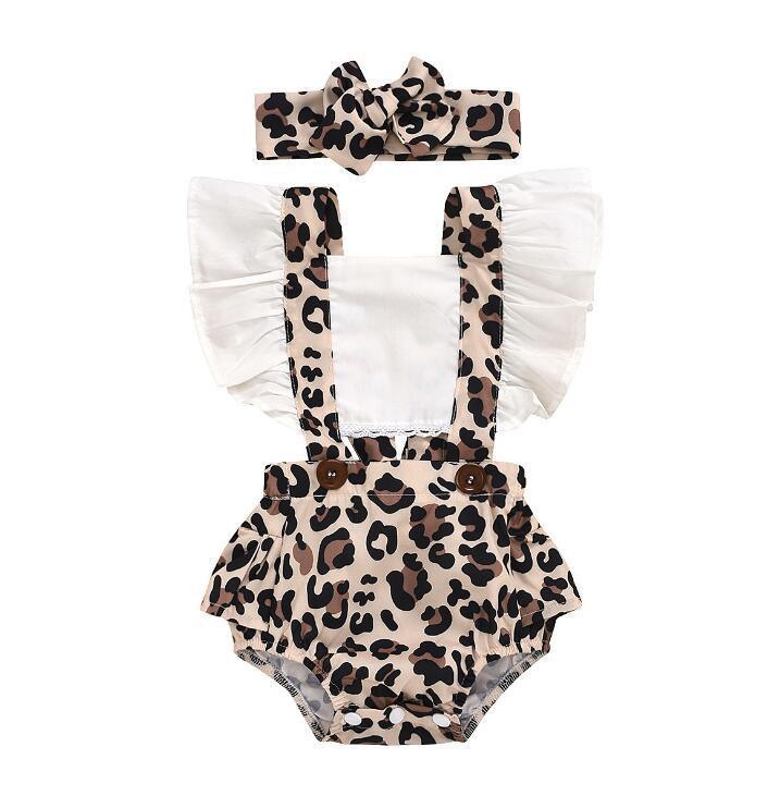 WildHeart™ Baby Leopard Romper | Ruched Sleeveless Jumper & Headband Set - bebeika