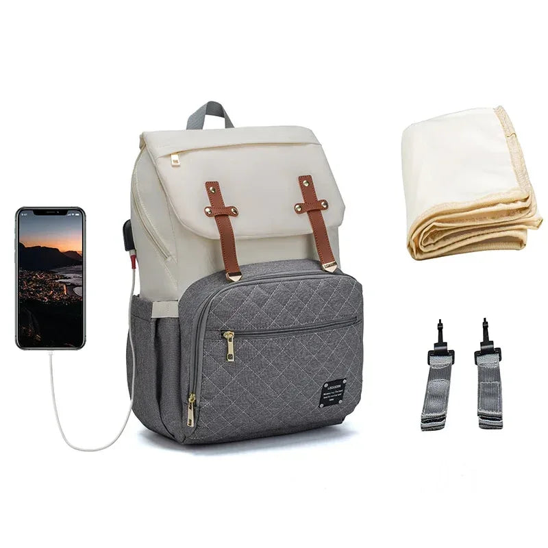 LeQueen™ Diaper Bag Backpack | Large Capacity Travel Bag with USB Port - bebeika