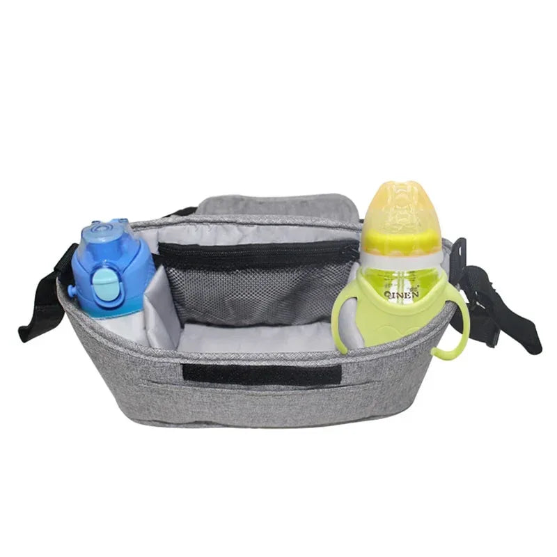 StrollSafe™ Universal Stroller Organizer | Insulated Cup Holder & Storage - bebeika