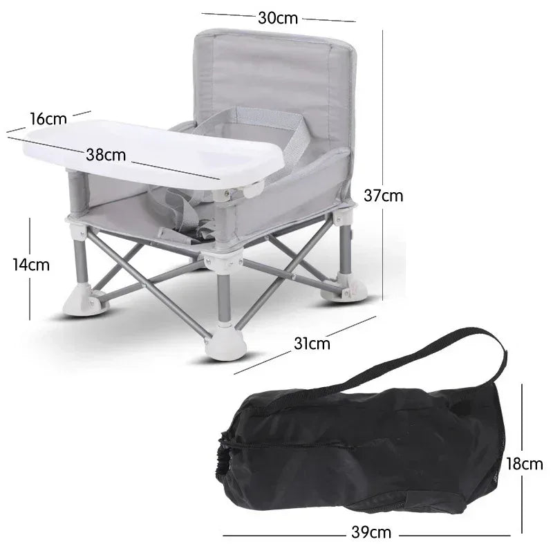 Adventurous Toddler™ Portable Camping Chair | Folding High Chair with Tray & Carry Bag - bebeika