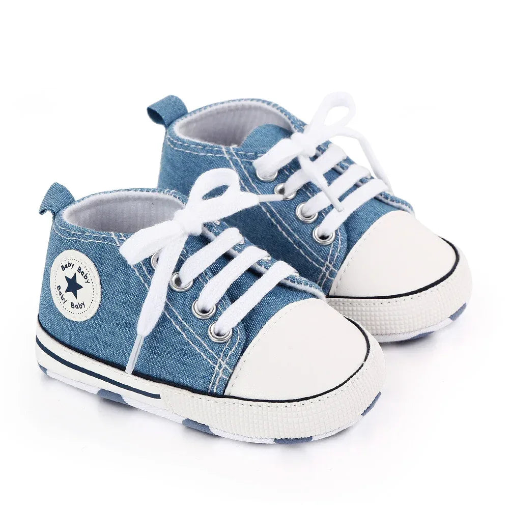 StarSteps™ Classic Canvas Crib Shoes | Soft-Sole Anti-Slip Sneakers - bebeika