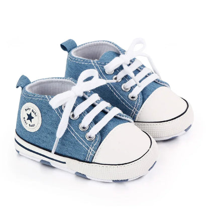 StarSteps™ Classic Canvas Crib Shoes | Soft-Sole Anti-Slip Sneakers - bebeika