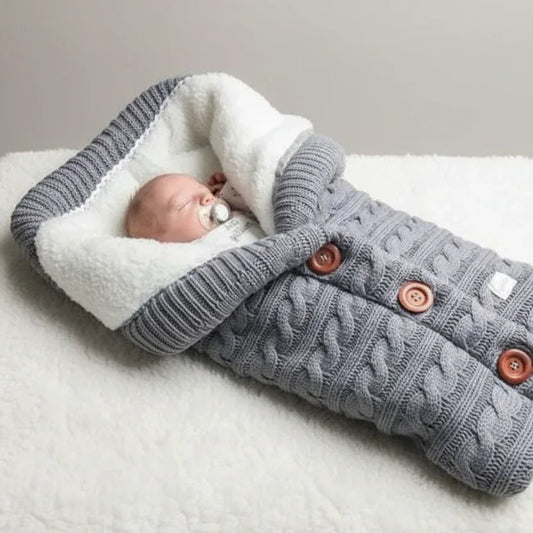 Snuggle-Shield™ Knitted Swaddle | Velvet-Thickened Stroller Sleeping Bag & Quilt - bebeika