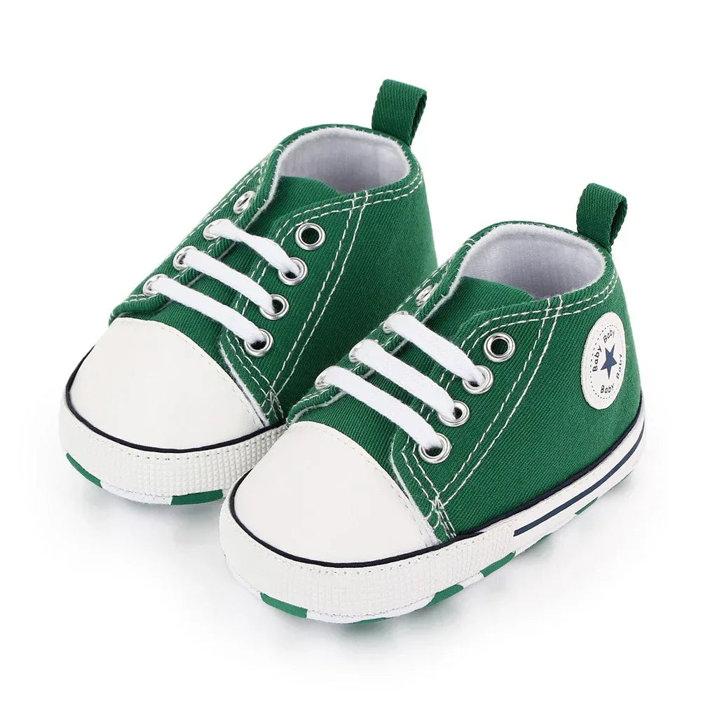 StarSteps™ Classic Canvas Crib Shoes | Soft-Sole Anti-Slip Sneakers - bebeika
