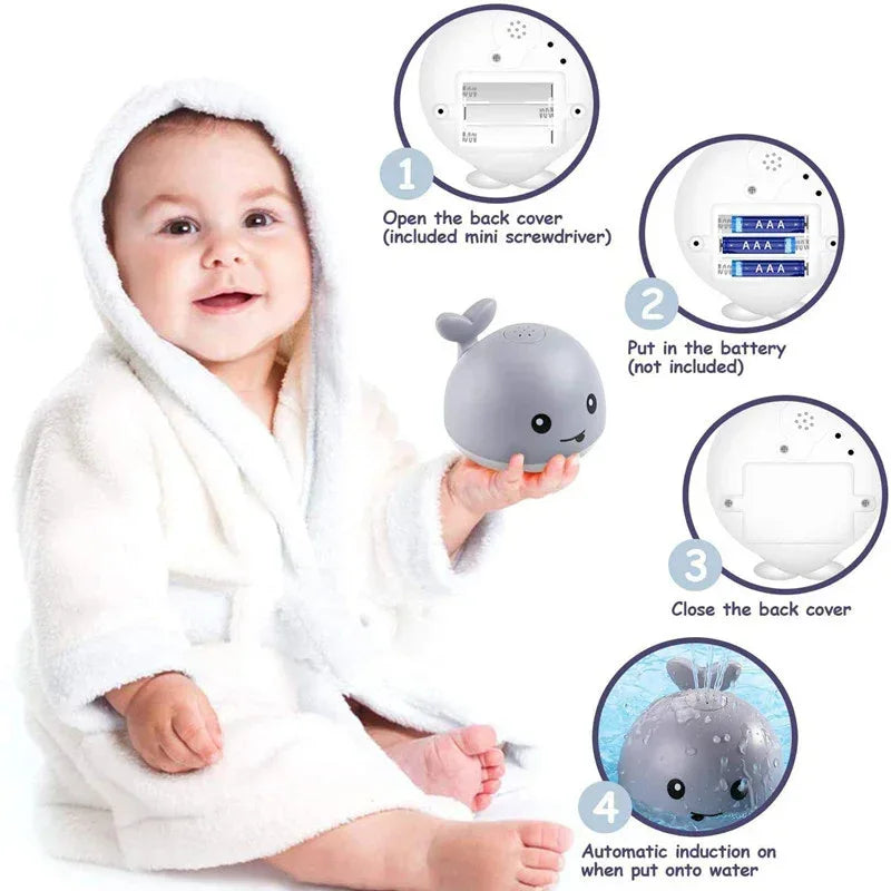 Induction Spraying Whale™ Bath Toy | Automatic Water Fountain & LED Lights - bebeika