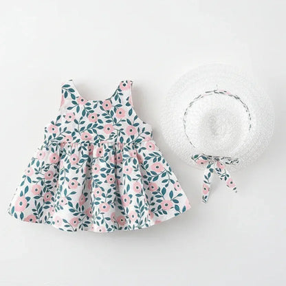 Heritage Floral™ Baby Dress | Sleeveless Bow-Accent Summer Skirt - bebeika