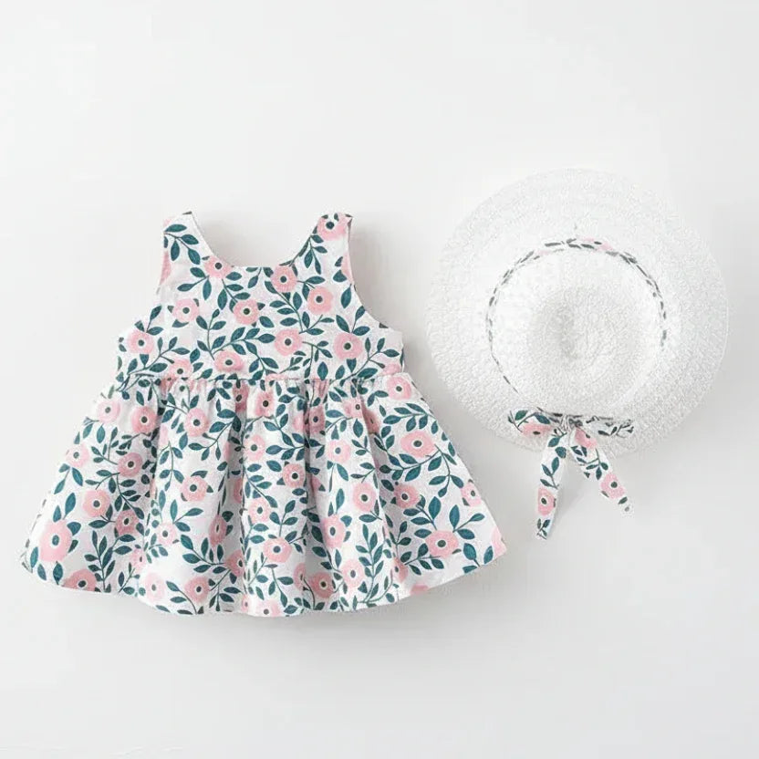 Heritage Floral™ Baby Dress | Sleeveless Bow-Accent Summer Skirt