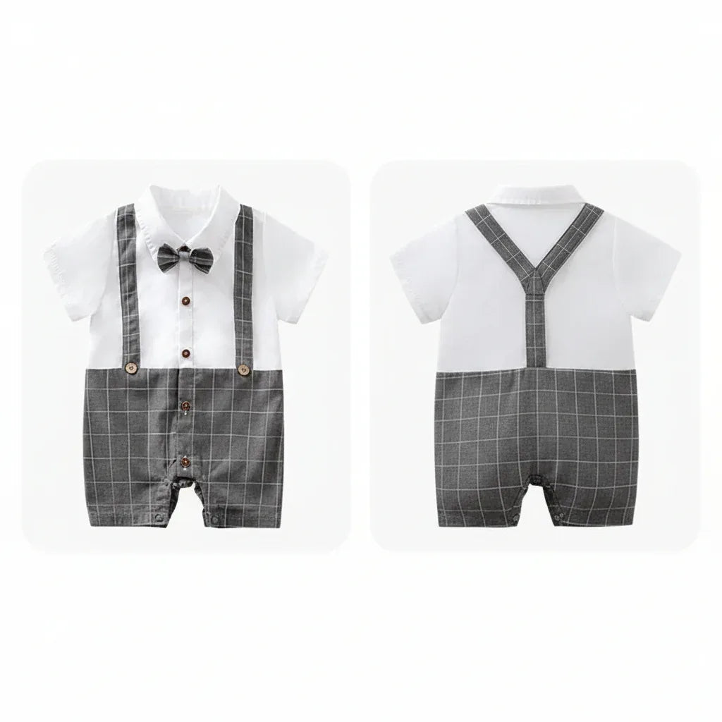 Moonlight™ Newborn Gentleman Romper | Thin Summer Formal Creeper - bebeika