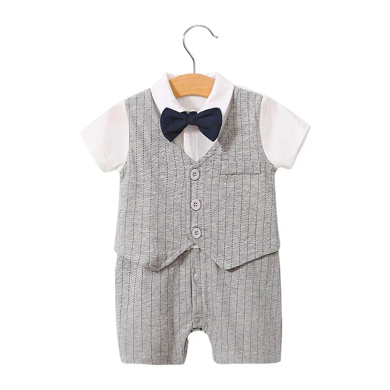 Moonlight™ Newborn Gentleman Romper | Thin Summer Formal Creeper - bebeika