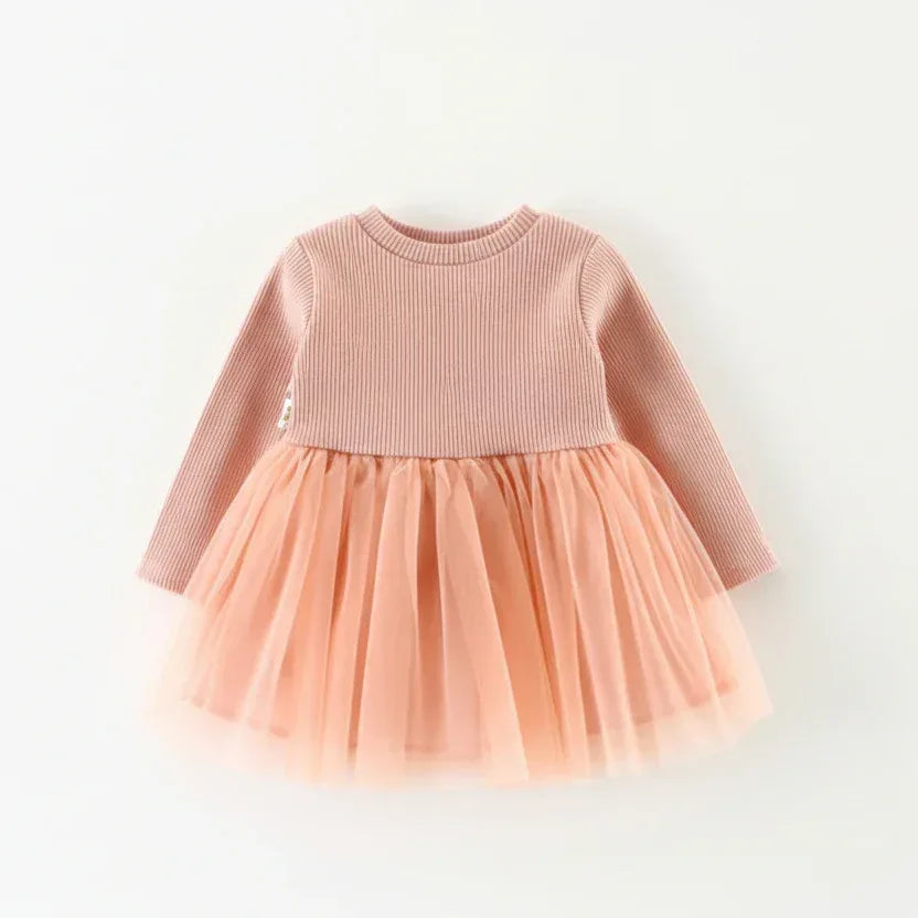 BlossomWave™ Long-Sleeve Princess Dress | Floral Waist Party Skirt - bebeika