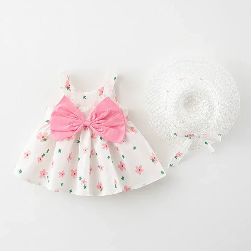 Heritage Floral™ Baby Dress | Sleeveless Bow-Accent Summer Skirt