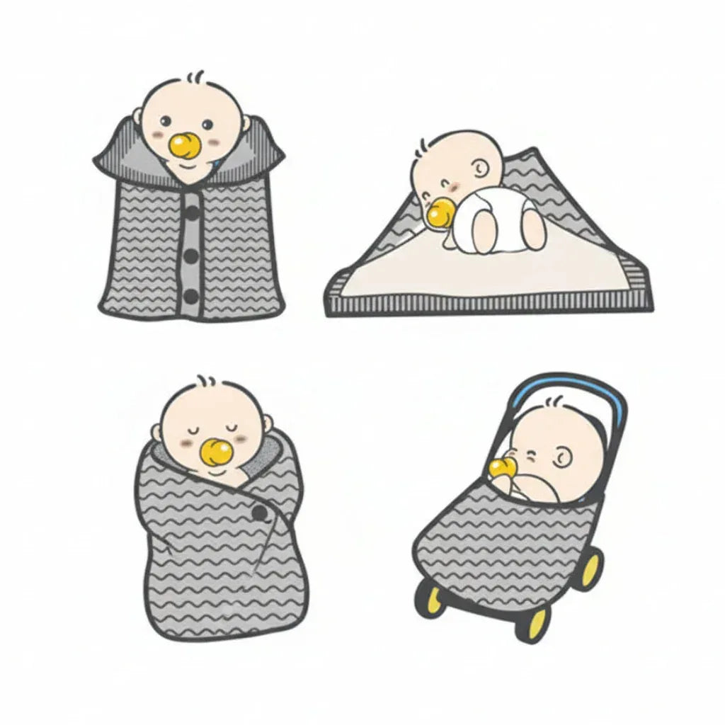 Snuggle-Shield™ Knitted Swaddle | Velvet-Thickened Stroller Sleeping Bag & Quilt - bebeika