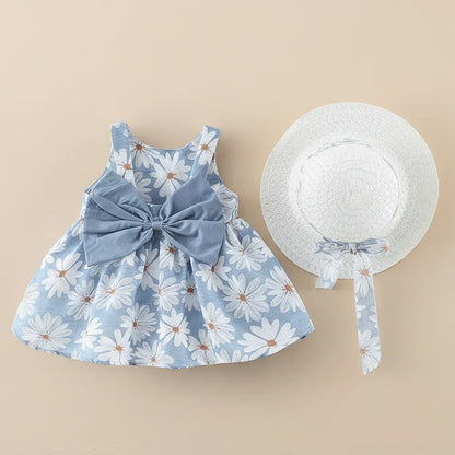 Floral Gala™ Toddler Princess Dress | Big Bow Floral Summer Skirt - bebeika