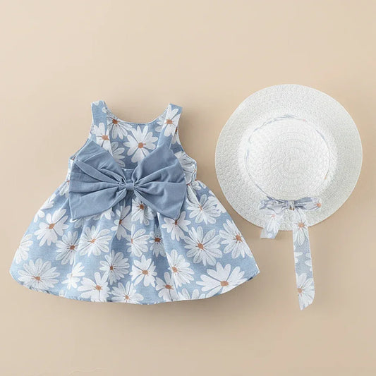 Floral Gala™ Toddler Princess Dress | Big Bow Floral Summer Skirt - bebeika