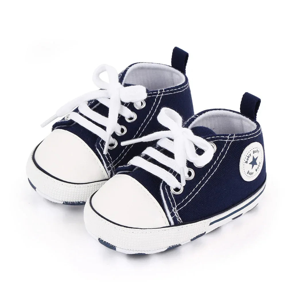 StarSteps™ Classic Canvas Crib Shoes | Soft-Sole Anti-Slip Sneakers - bebeika