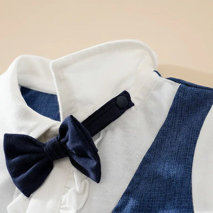 GentleStep™ British Style Baby Romper | Short-Sleeved Gentleman Suit - bebeika