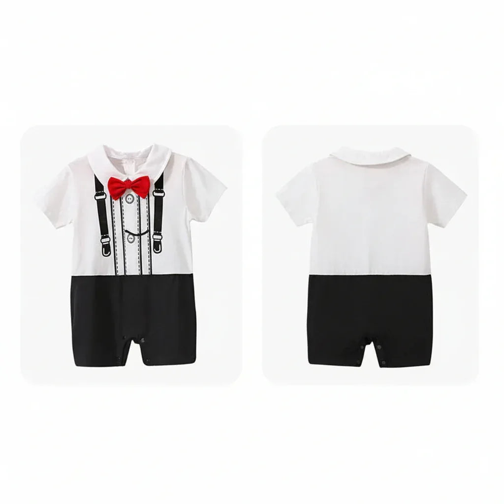 Moonlight™ Newborn Gentleman Romper | Thin Summer Formal Creeper - bebeika
