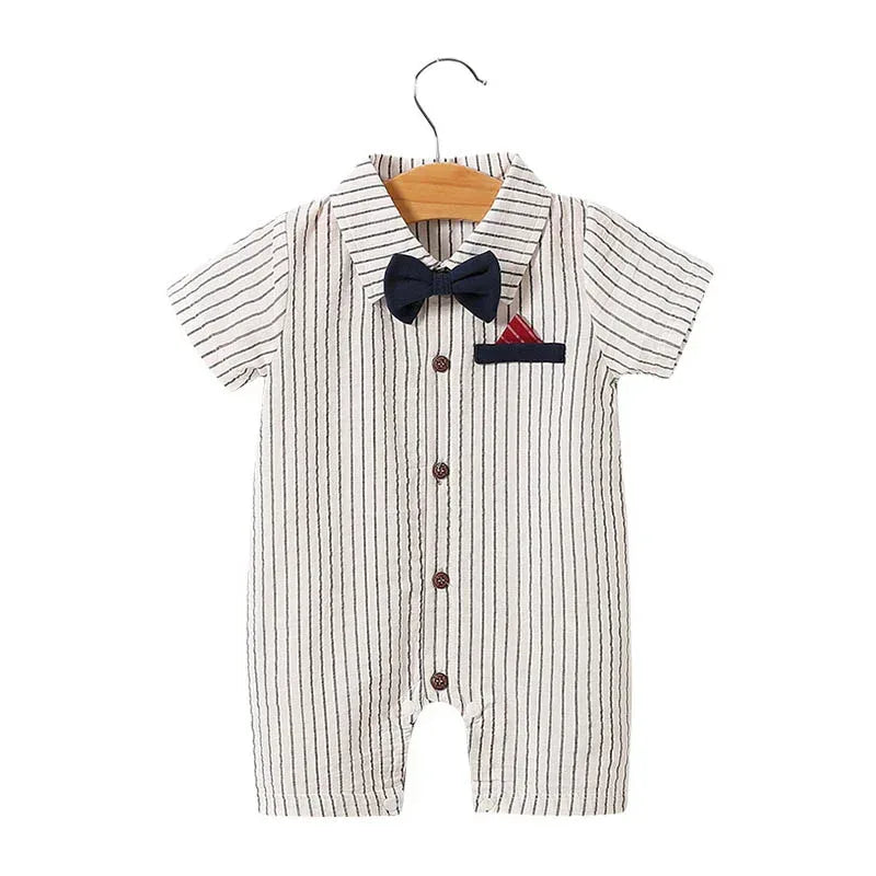 Moonlight™ Newborn Gentleman Romper | Thin Summer Formal Creeper - bebeika