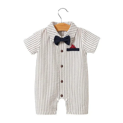 Moonlight™ Newborn Gentleman Romper | Thin Summer Formal Creeper - bebeika