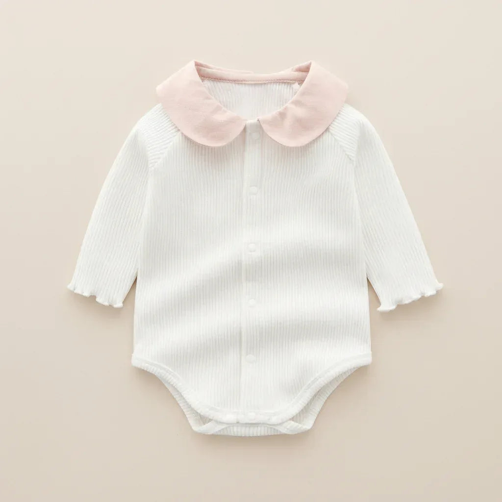Lily-Mae™ Baby Girl Romper | Peter Pan Collar & Embroidery Bodysuit - bebeika
