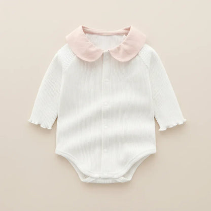 Lily-Mae™ Baby Girl Romper | Peter Pan Collar & Embroidery Bodysuit - bebeika