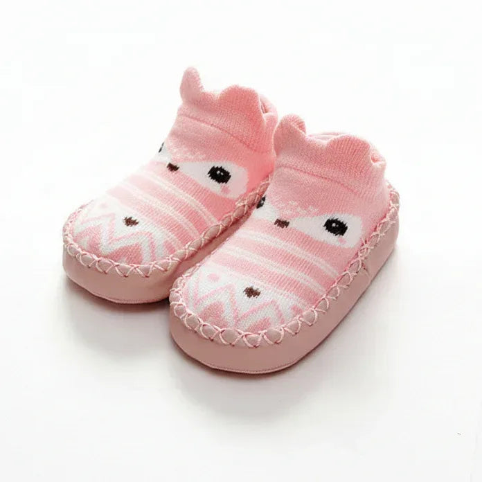 FoxPaws™ Anti-Slip Baby Sock Shoes | Leather-Sole Indoor Walkers - bebeika