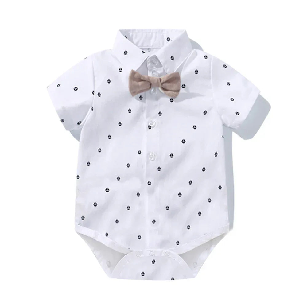 IconicPrint™ Gentleman Baby Romper | Designer-Style Formal Bodysuit - bebeika
